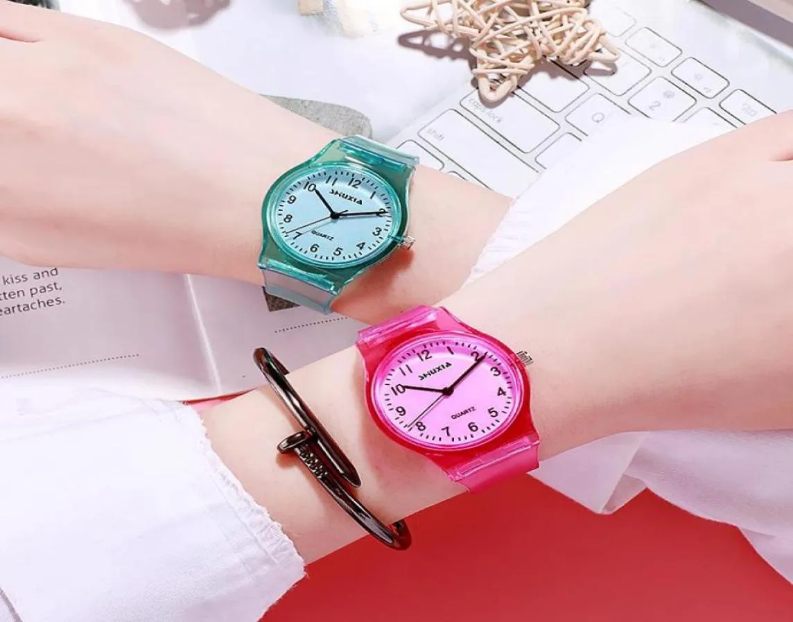 Montre-bracelets Transparent Simple Soft Silicone Femmes Junior High School Student Clock Girsl Gives for Kids Children Cadeaux L2173408