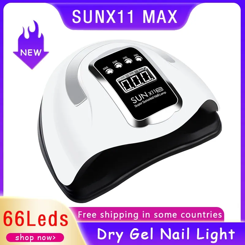 Dryers New SUN X11 MAX 66 Pcs LED Nail Lamp For Drying All Nail Gel Polish With Large LCD Touch Smart Sensor Manicure Sharon Tools