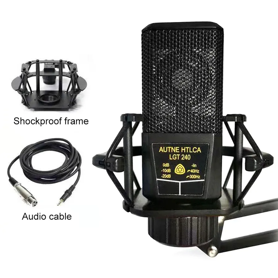 Microphones LGT240プロフェッショナルコンデンサーマイクマイク大型ダイアフラムスクエアコンピューター携帯電話for K Song Live Streaming Microphone