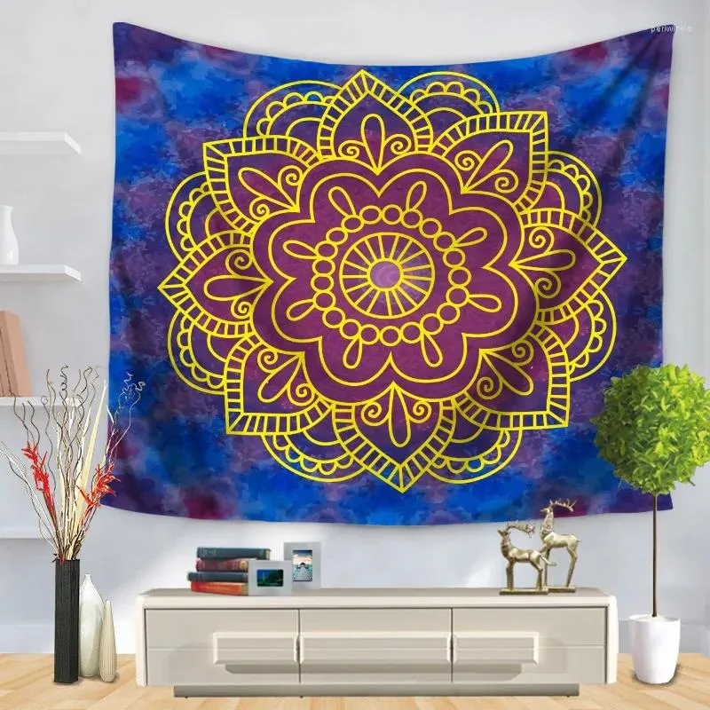 Tapissries Home Decorative Wall Hanging Carpet Tapestry Rectangle Bedstrast Mandala Flower Målningsmönster GT1181