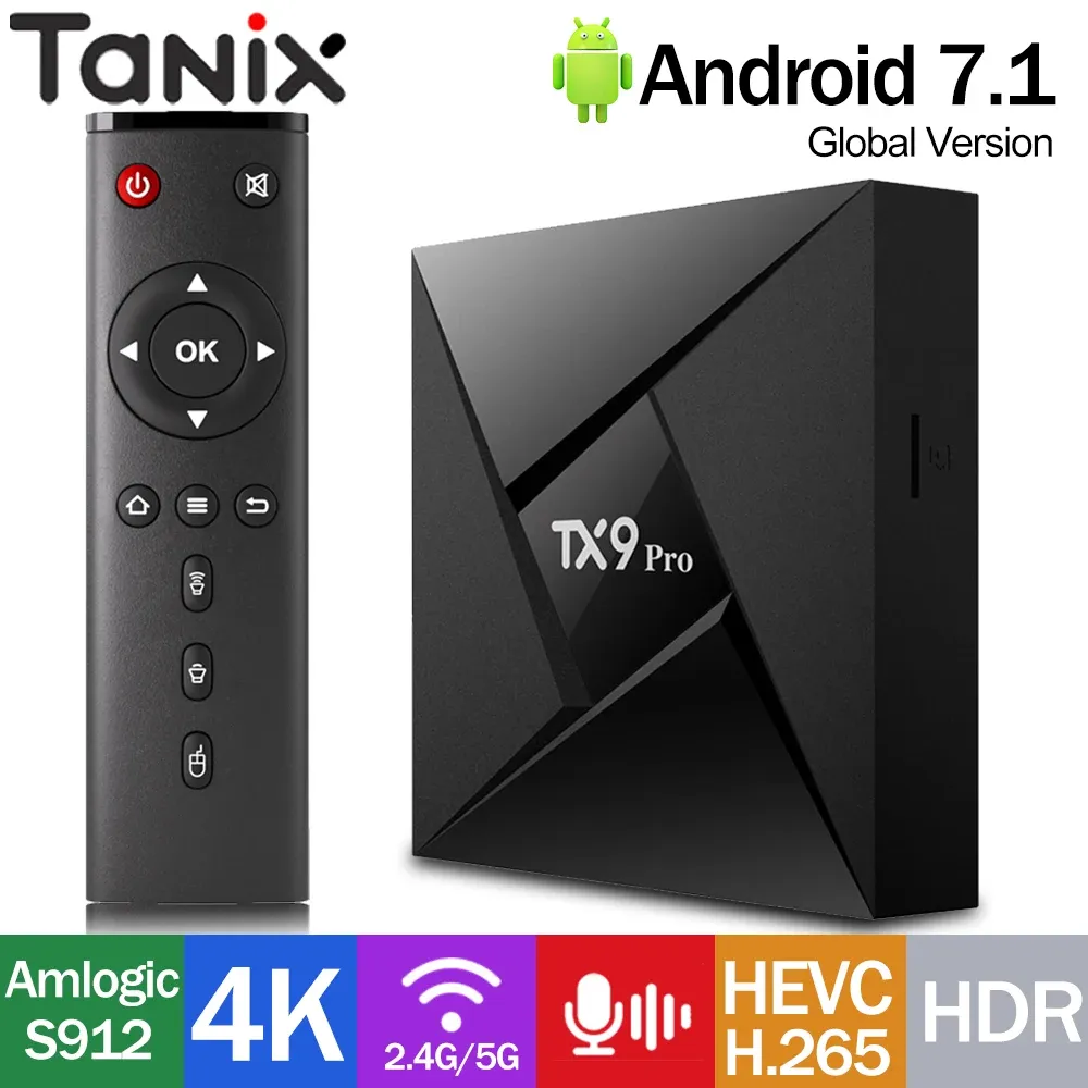 Box Original Tanix TX9 Pro Amlogic S912 8Cores 64bit CPU Smart TV Box Android7.1 WiFi 4K HDR Set Top Box vs Tanix TX9S