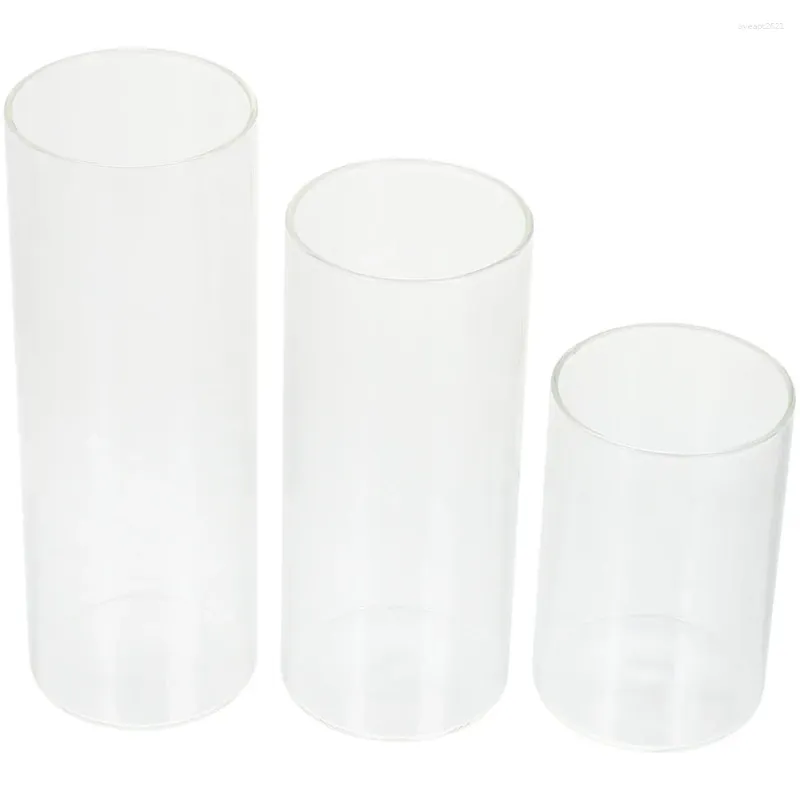 Portes de velas 3 PCS Copa transparente Partido pequeño Desktop Glass Glass Soporto de flores secas