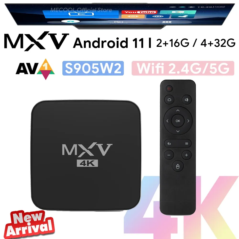 Box Smart TV Box Android 11 4K met AMLOGIC S905W2 2+16G/4+32G 10M/100M LAN PORT MEDIA PLAYER WIFI 2.4G/5G RUN FAST AV 1 SET TOP