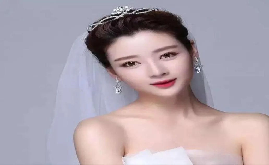New Vintage Wedding Bridal Princess Crown Earring Tiara Silver Rhinestone Zircon Headpieces Hair Accessories Jewelry Prom Women Fa7306074