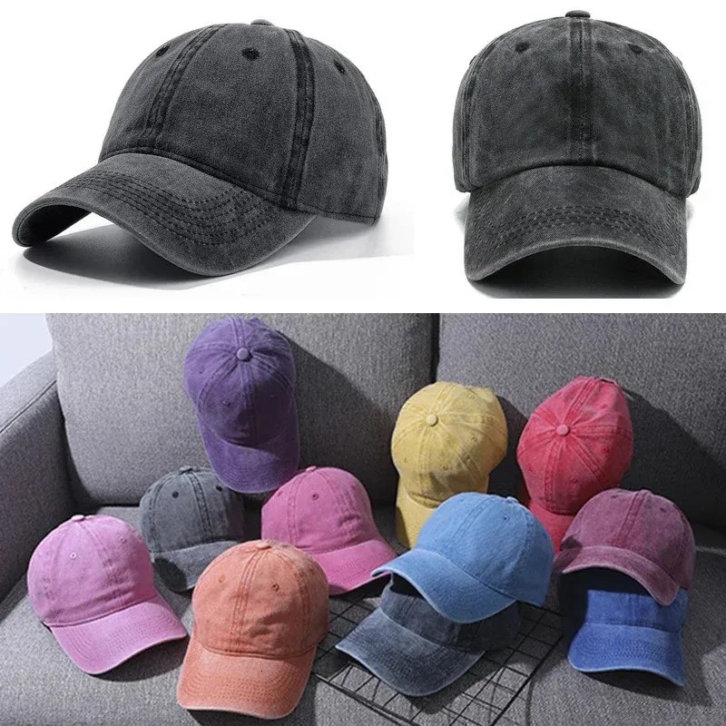 Capilla de béisbol vintage de algodón lavada Hombres Men Solid Sol Gat Summer Gorra de verano para hombres Camionero Unisex 240312