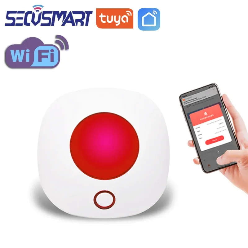 Senhor tuya wifi sirene sirene sirene sirene e alarme de luz 110db Almo de alta decibel Suporte Acessórios sem fio funcionam com vida inteligente