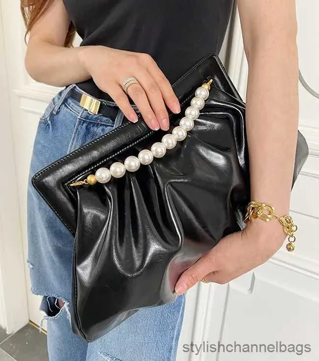 Evening Bags Fashion Folds women Clutches Pearl chain design Lady Handbag Python Banquet Envelope Evening Bag Ladies Clutch Purses bolsas