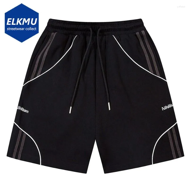 Shorts para hombres Summer Sports Striped Loose Wide 2024 Black White de gran tamaño Hip Hop Streetwear