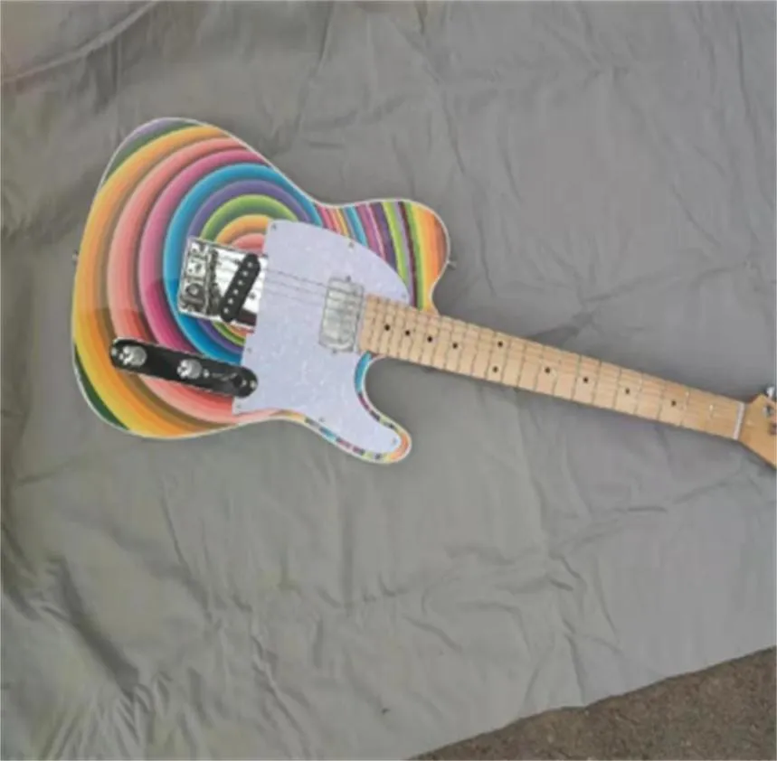Rainbow Color Six String Electric Guitar Possiamo personalizzare qualsiasi stile di chitarra elettrica e chitarra per basso Guitarra4142489