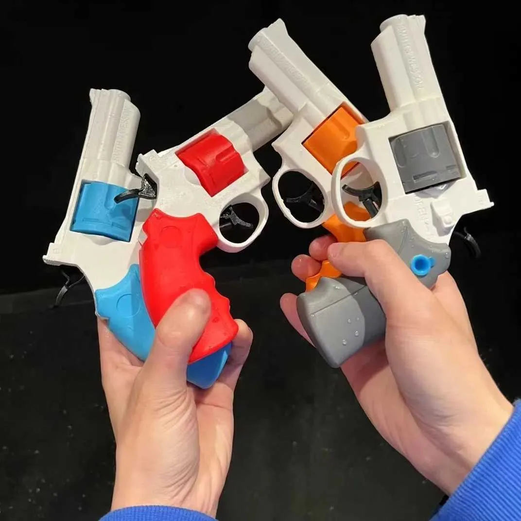 Gun Toys Huiqibao Summer Revolver Water Gun Mini Manual Mechanisch Continu Water Gun Toys Toys Jongens Girls Outdoor Beach Water Toys 240408