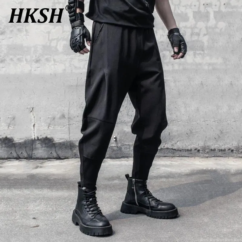 Pantalon masculin hksh punk sombre stand stand cut design simple ride résistant harem décontracté marque à la mode recadrée HK0913