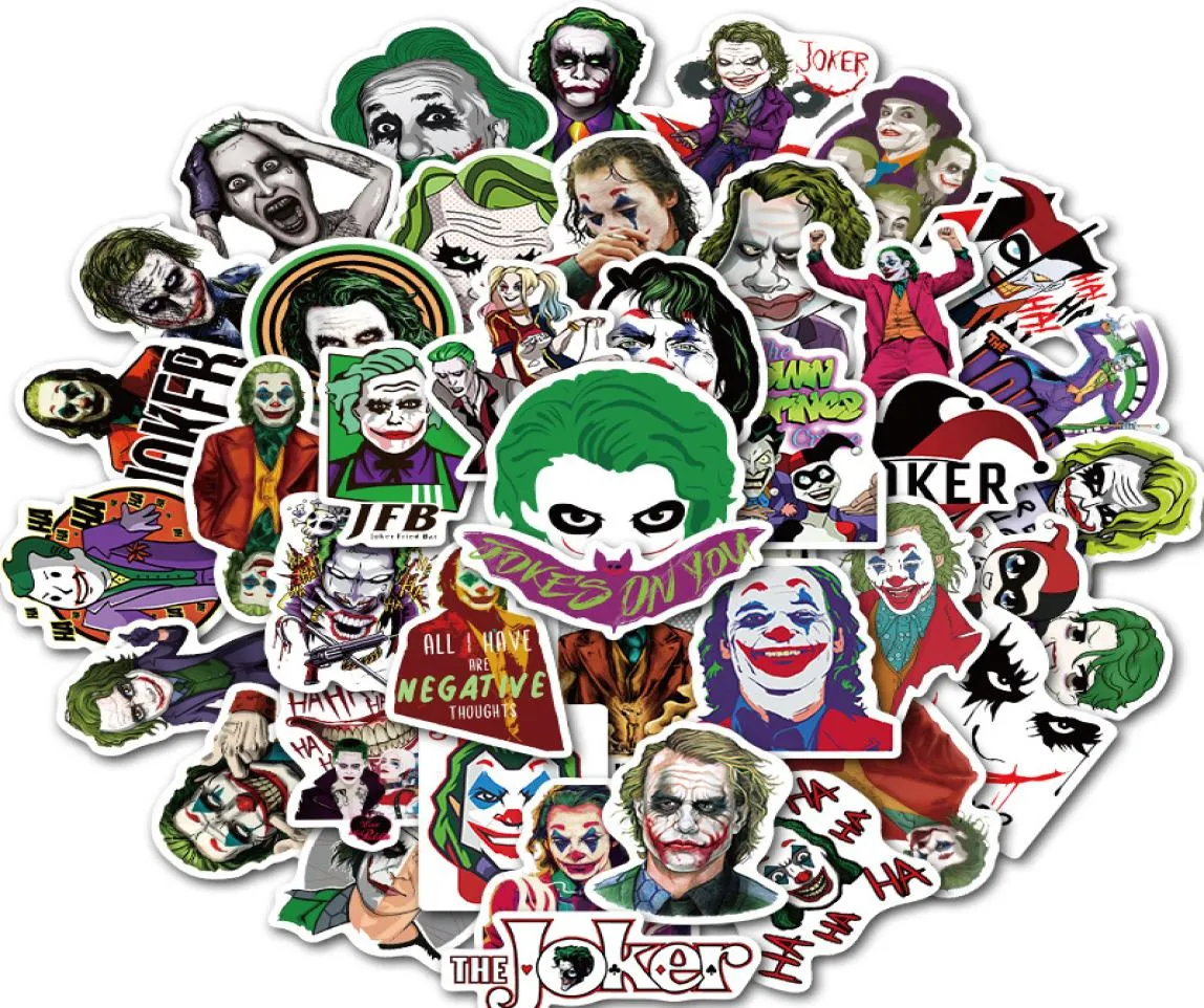 50PCSSet Mixed Movie The Joker Cartoon Stickers Car Motorcykel Travel Bagage Telefongitarr Kylskåp Laptop PVC Waterproof Toy Stick9303863