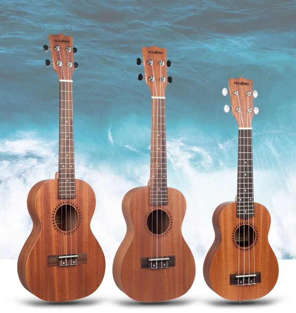 NAOMI SopranoConcertTenor Sapele Ukulele Hawaii Guitar Acoustic Cutaway Guitar W Gig Bag9141328