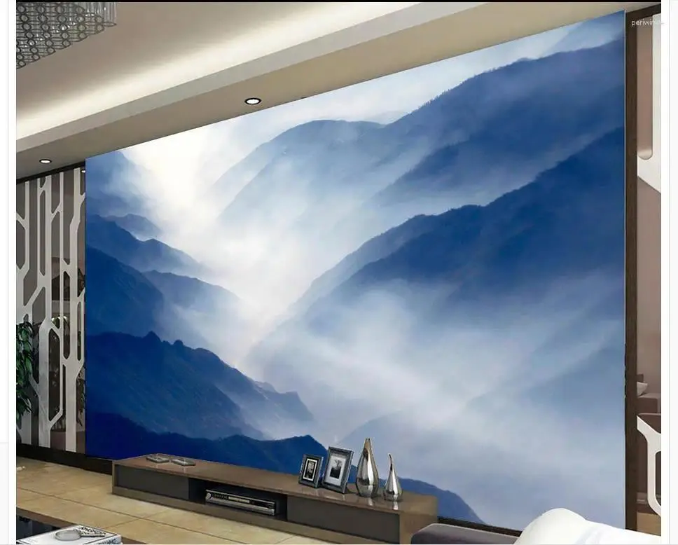 Wallpapers 3d Wallpaper Nature Mountain Ink TV Background The Living Room Sofa Backdrop Mural