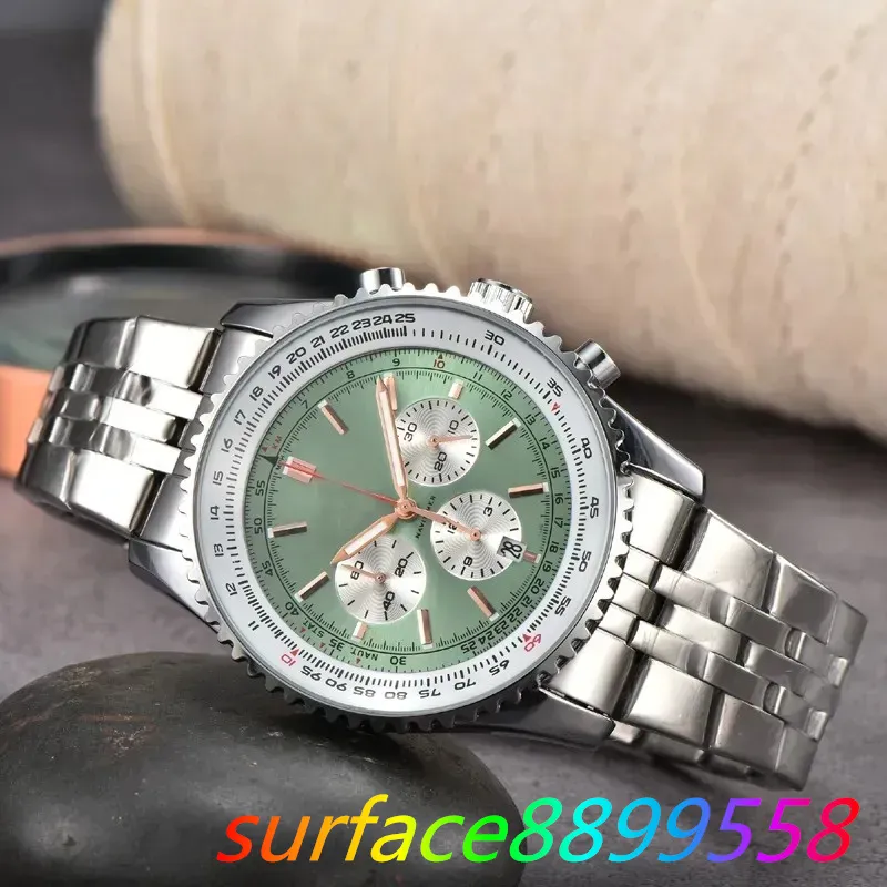 2024 New Mens Watch Quartz Luxury Navitimer B01 MARCHE CHRONOGRAPHIE CEINTROLE ACIER STRAP HAUTE QUALITÉEM