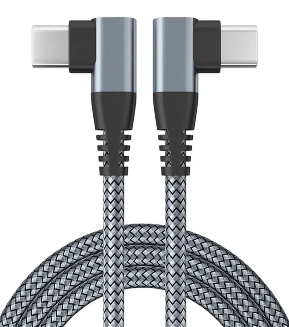 33ft66ft10ft USBダブルヘッドタイプCからタイプC 90度直角肘充電ケーブルナイロン編組60W高速充電器HU4297997