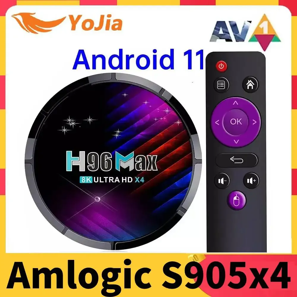 Box Amlogic S905X4スマートテレビボックスAndroid 11.0 4GB 64GB AV1+ 4K 60FPSデュアルWiFi Android 11メディアプレーヤーアップデートH96 Max 2G16G