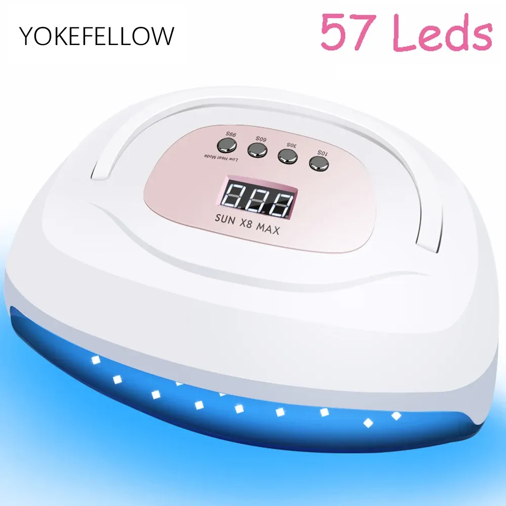 Séchoirs 57leds lampe à LED puissante sèche-ongle 4 Timer Réglage de la lampe à glace UV pour le jeûne Gel Polish Polie Smart Sensor Manucure Salon