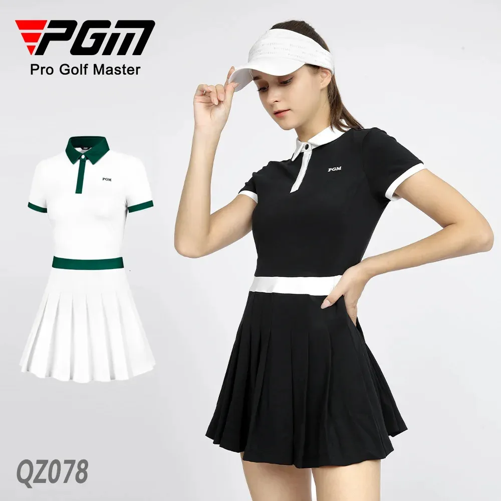 PGM Golf Womens Dress Set Summer Slim Fit Skirt Sports Girl Pleated Skirt With Anti-light Shorts Breathable Versatile 240326