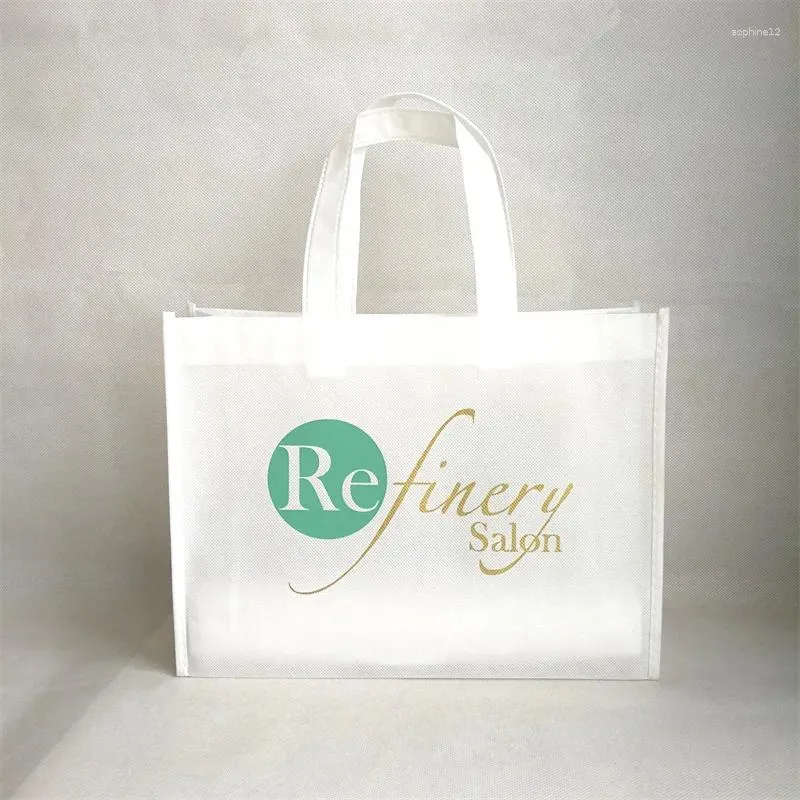 Gift Wrap Handled Personalise Bags White Non Woven Cloth Present Packaging Bag Boutique Favor Event Wedding Party Treat