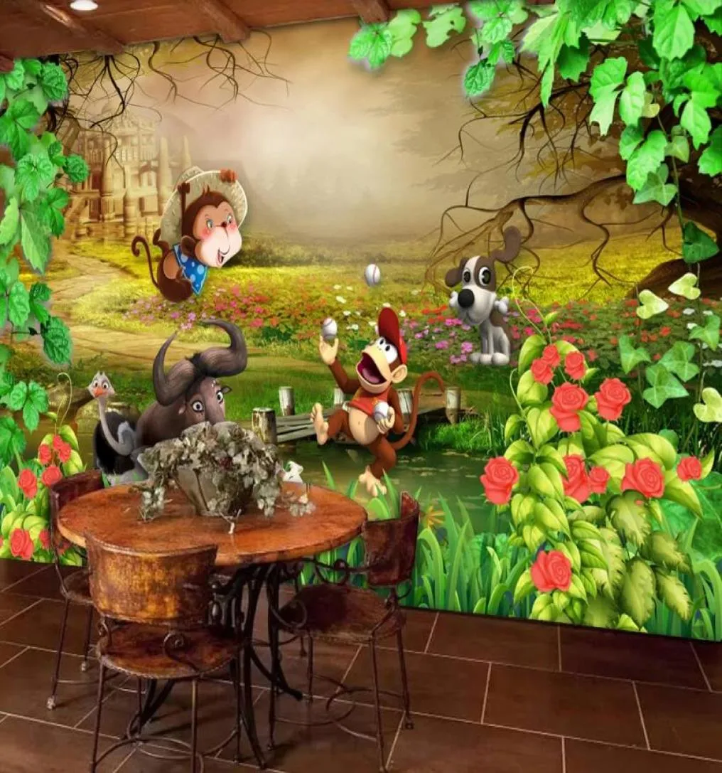 Anpassad 3D PO Wallpaper Mural Beautiful Children039S rum Mural Animal Cartoon Children039S rum Bakgrund Vägg papper5850119