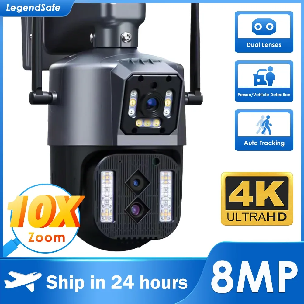 カメラLegendSafe 12MP 6K IP WiFi Outdoor Camera PTZ THRE LENSデュアルスクリーン10Xズームオートトラッキング防水セキュリティ保護