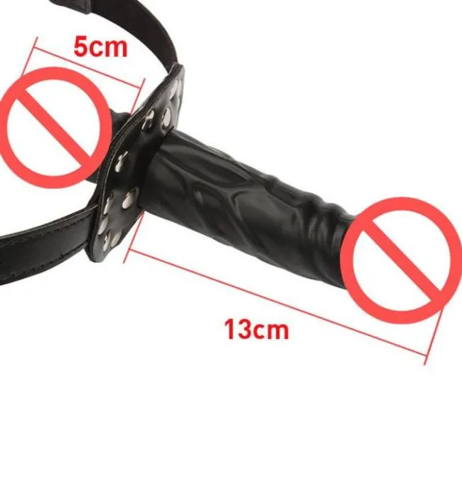 Fetisch Les Mund Knebel Erwachsene Sexspielzeug Lesben Dual Side Penis Dildo Gag Stopper Bondage Gear Schwarz BXF680354H1306815