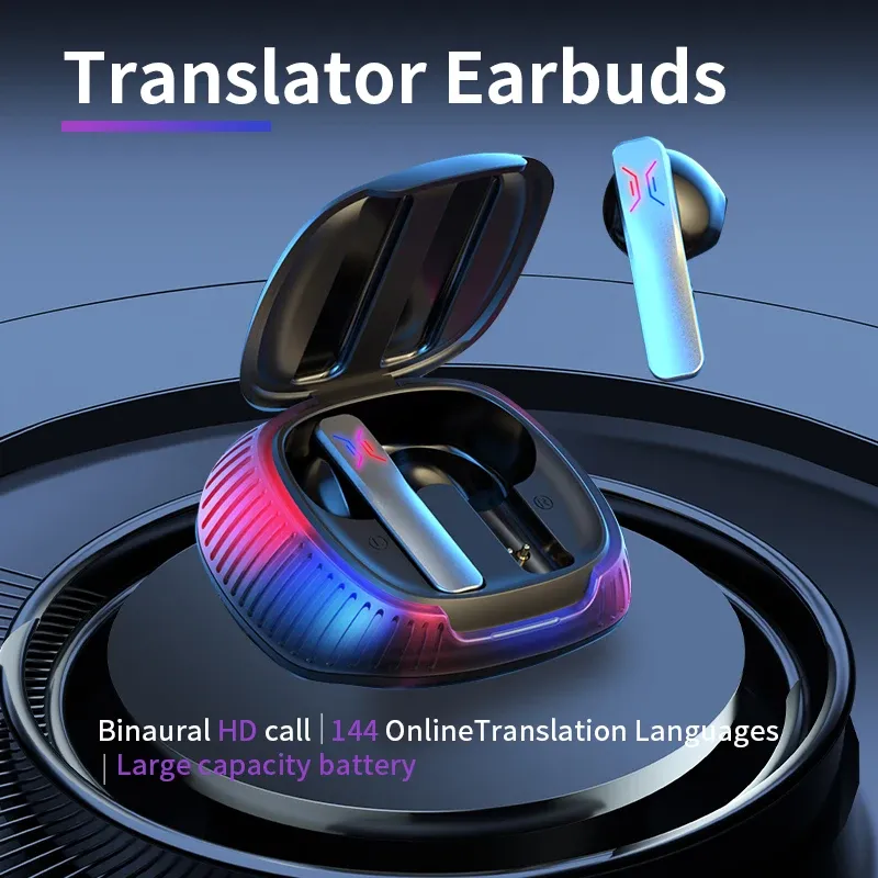 Écouteurs d'écouteurs traduction des écouteurs traduisent 114 langues simultanément en temps réel avec un traducteur de voyage d'application Bluetooth sans fil