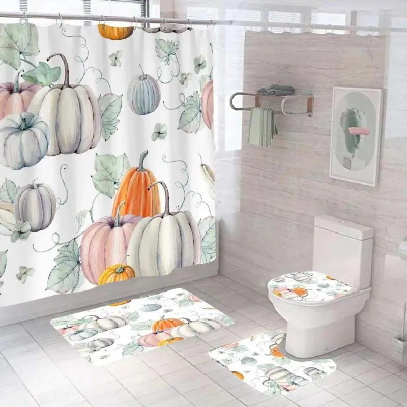 Duschgardiner vattentät gardin polyester pongee skördsfestival badrum dekor pumpa för tacksägelse