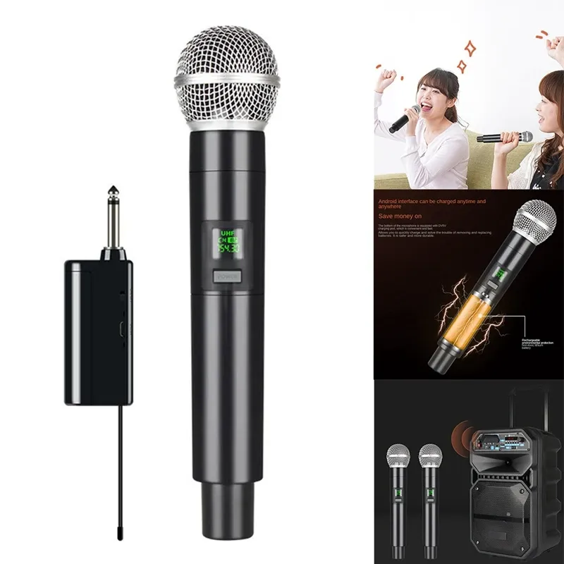 Mikrofone Neue Wireless Microfon Professional UHF aufnehmen Karaoke Handheld -Kanal Lithiumbatterie für die Stage Church Party School