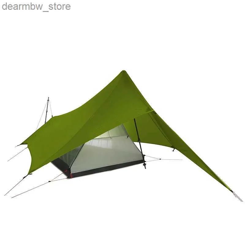 テントとシェルター炎のクリードXunshang Ultralight Camping Tent 20d Nylon両側シリコンシェルターTARP 1人3シーズンレインフライテントTARP L48