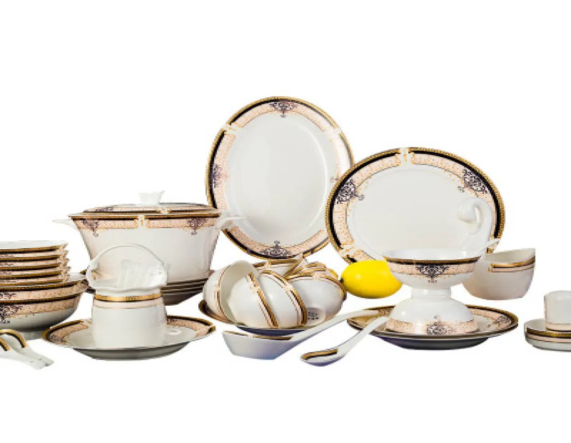 Europa Vienna Style Dinnokesets Grace Designs 60pcs 45 Bone China Dink Set Set Ceramic Factory 8976609