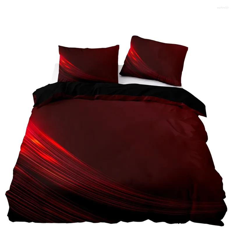 Sängkläder sätter europeisk stil täcke täcker lyx svart set med örngott rött ljus mönster för dubbel tvillingstorlek
