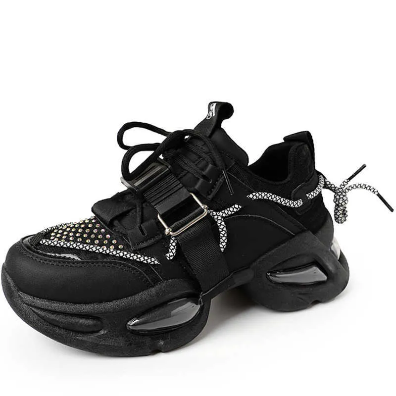 HBP Non-Brand Dropshipping Custom Chunky Platform Sneakers Ladies Mode comfortabele zwarte schoenen voor meisjes Vrouw