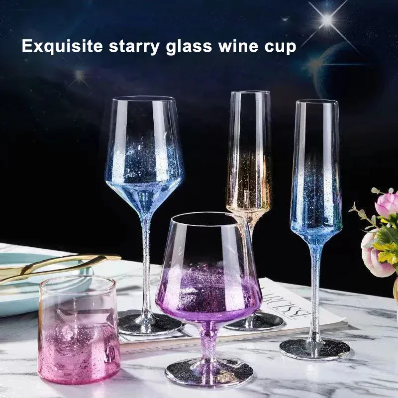 Creative Star Sky Gradient Glass Cup Wineglass Vintage Wine Glasses Luxury Cups voor champagne drinkboblet set 240408