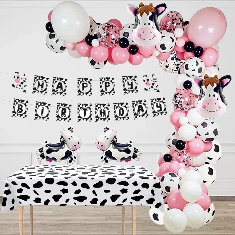 Party and Festival Balloon Set, incluindo balões de vaca listrados e confetes de salão de gênero decoração de festa 240328
