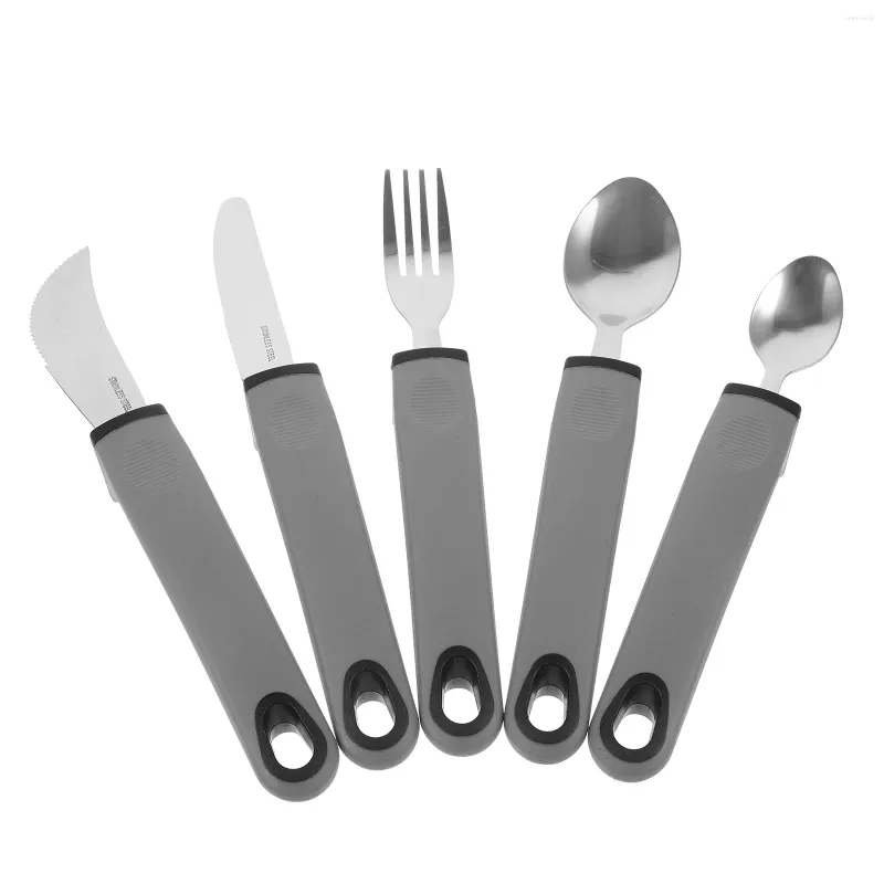 Set di stoviglie da 5 pezzi posate posate in acciaio inossidabile utensili ponderati cucina anziana adattiva set da cinque pezzi