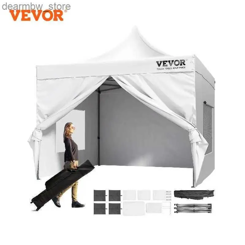 Tendas e abrigos Vevor 10x10 ft Pop up Canopy com paredes laterais removíveis portátil Gazebo Wheeled Bag Bag tenda à prova d'água resistente a UV para o pátio L48
