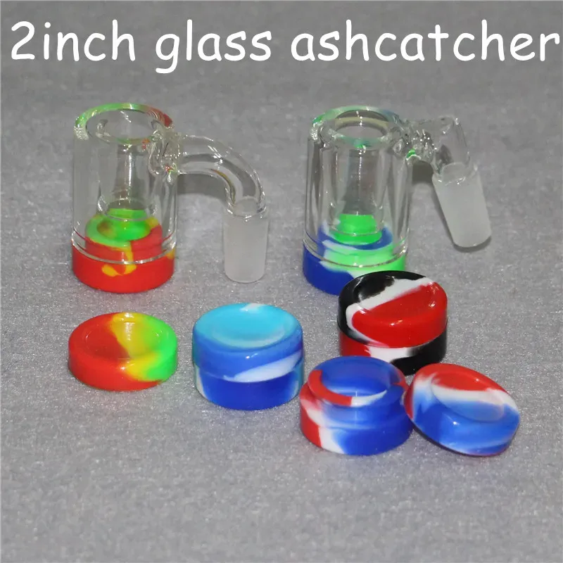 Glass Reclaim Catcher Adapters Smoking Accessories 14mm Male Ash Catchers with silicone containers and quartz bangers bong oil rig for pipes