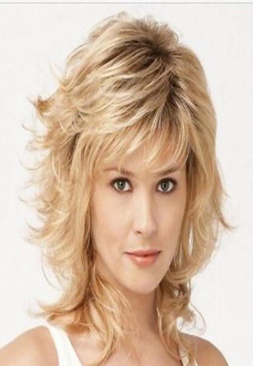 Stylish Medium Fluffy Straight Synthetic Gracieful Blond Capless Wig For Women4526783