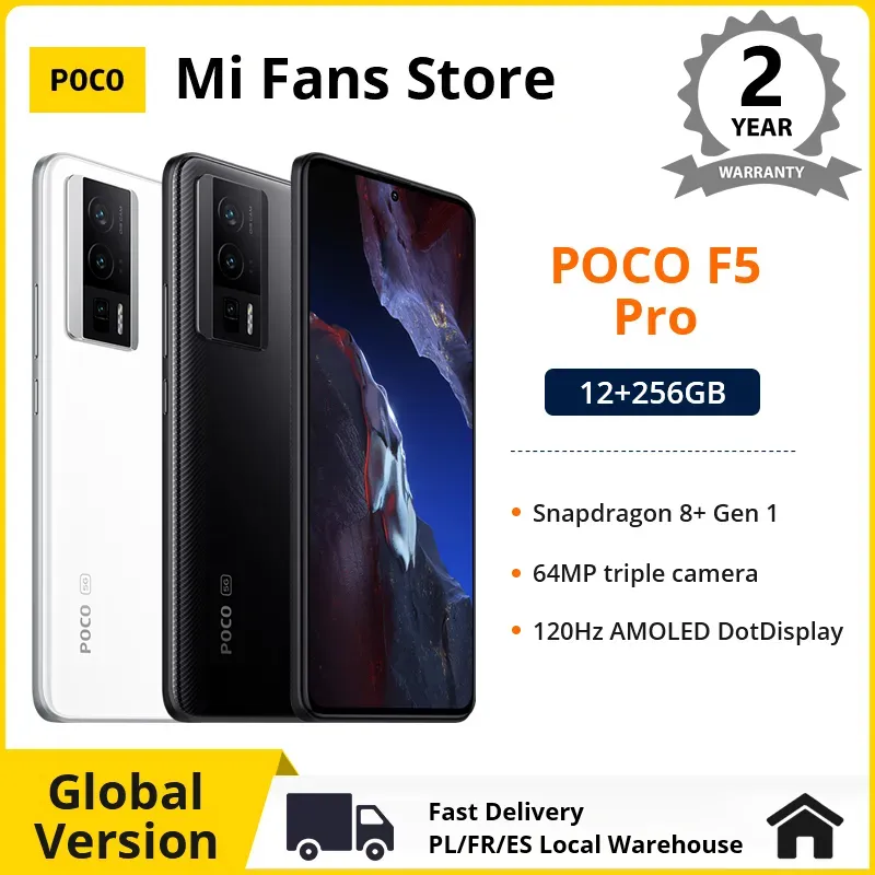 버전 Global Poco F5 Pro 256GB 512GB Snapdragon 8+ Gen 1 6.67 "WQHD+120Hz AMOLED DOTDISPLAY 64MP 카메라 NFC 5G 6.67"WQHD+20Hz