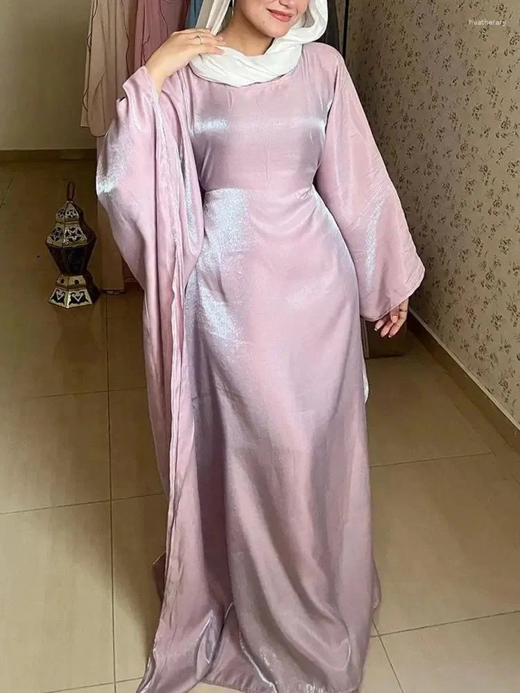 Etniska kläder Ramadan Eid Satin Abaya Turkiet Islam Muslim Maxi Dress Prayer Clothes Women Kaftan Kebaya Caftan Marocain Robe Femme