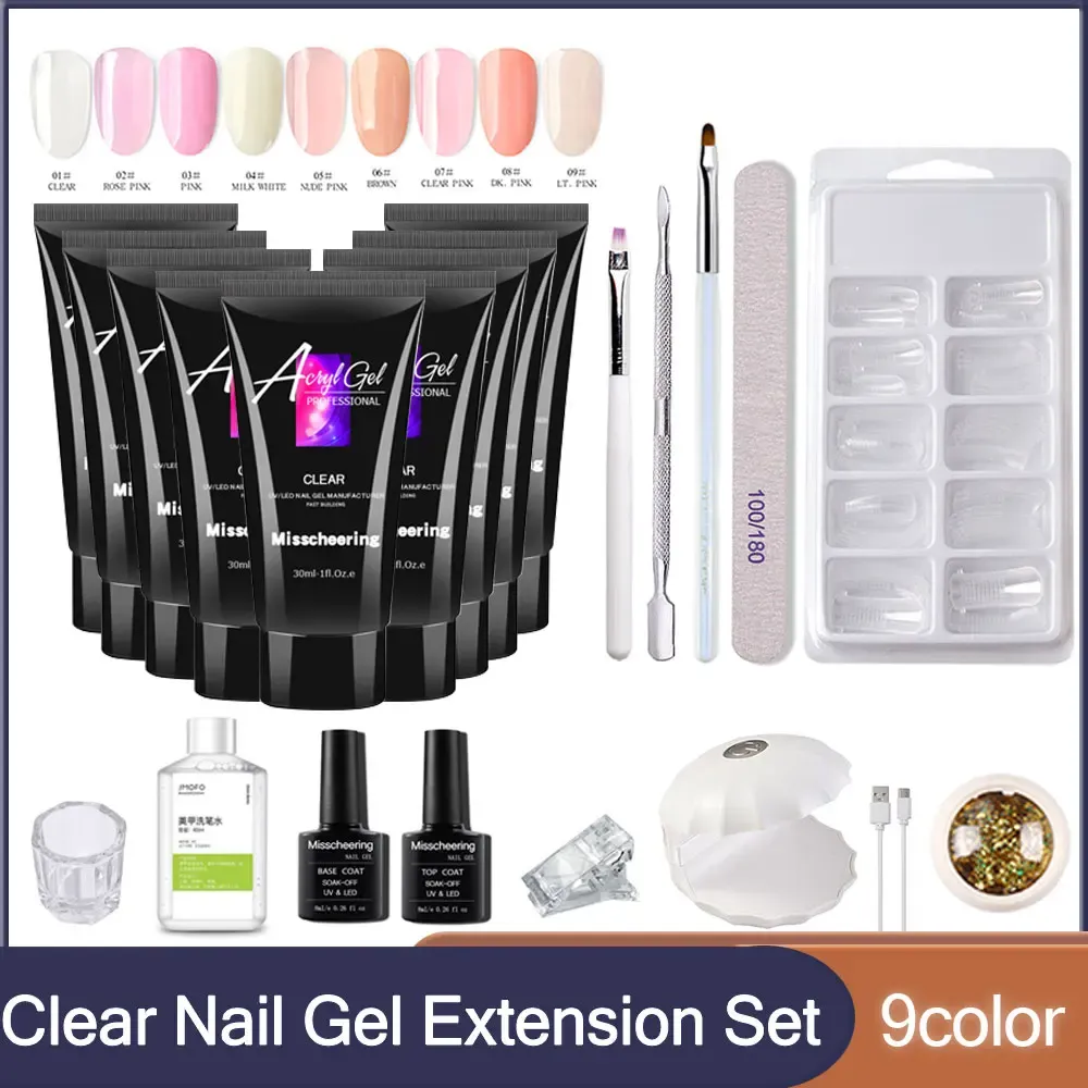 Gel 9Color 30ML Gel Extension Set Crystal Clear Nail Extention Gel Kit Multifunction Acryl Building Gel Set For Nail Extension