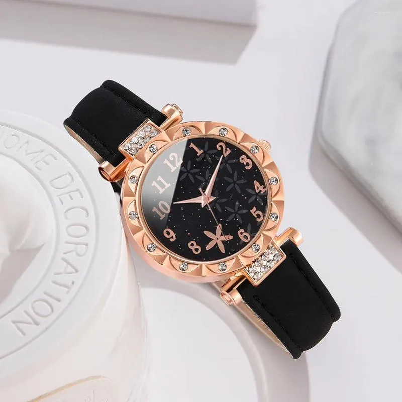 Black Tone Glitter Dial Bracelet Watch Trendy Fashion Stunning Gifts For Her NEW Charming 6-Piece Womens Rhinestone Bracelet Watch Set  main image 3