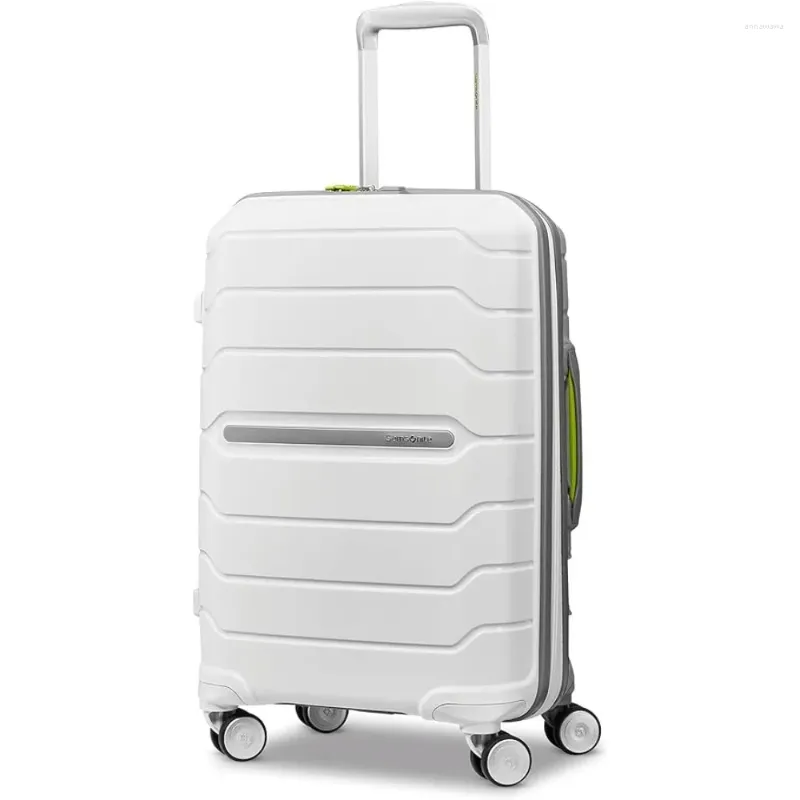 Les valises se comportent des bagages avec des roues Freeform Hardside Hardable Double Spinner Broung-On 21 pouces blanc / gris