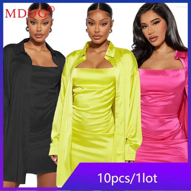 Casual jurken 10 stks sexy camisole jurk tweedelige sets vrouwen lange mouwen vestiging vestidos outfits streetwear party club y2k kleding m11957