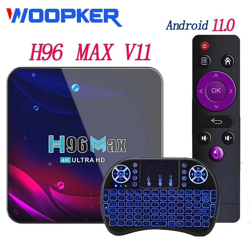 Box Woopker H96 MAX V11 TV Box Android 11 4G 64 GB Android TV Box 2022 4K RK3318 RockChip Wifi Google Set Top Box Smart TV Box