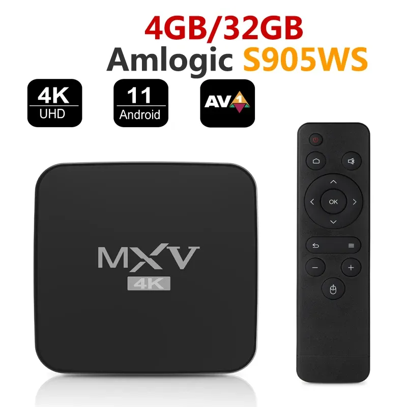 ボックスメクールMXV 4K Android 11スマートテレビボックス4GB 32GB 2.4G 5.8GデュアルWIFI 100MセットトップボックスAMLOGIC S905W2 AV1メディアプレーヤー