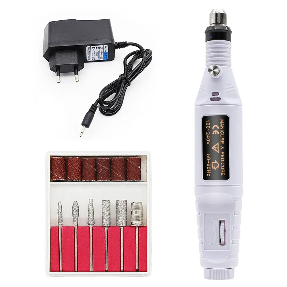 Bits Clou Beaute Electric Nail Drill Machine Manicure Pedicure Nail File Nail Art Kit Professional Rotary Pen Drill Set 6 Bits Tools