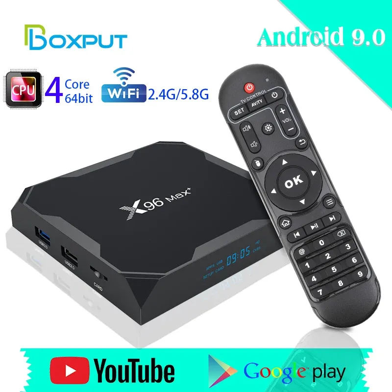 Box x96 Max Plus Smart TV Box Android 9.0 Amlogic S905X3 TVBox 4GB 64GB 32GB Dual WiFi BT 1000M H.265 8K 24FPS Установите верхнюю коробку X96MAX